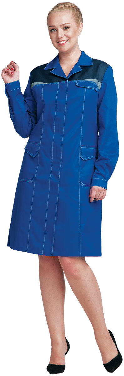 Халат КМ-10 ЛЮКС, василёк-т.синий, женский